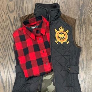 Ralph Lauren Sport quilted vest, leather accents